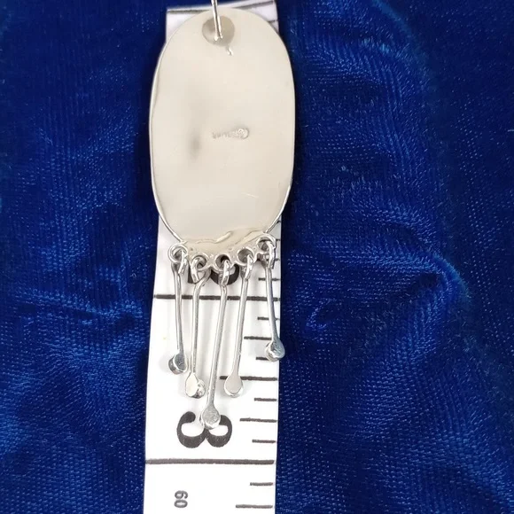 Vintage Native American Multi Stone On Sterling Silver Dangle Earrings Post - Picture 12 of 16